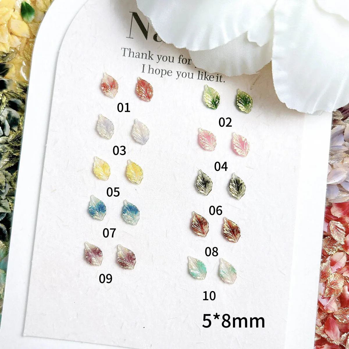 50PCS Luminous Dreamy Sweet Resin Leaf Nail Charms 3D Multiple Colors Creative Leaf Nail Art Decorations for DIY Earrings Nails