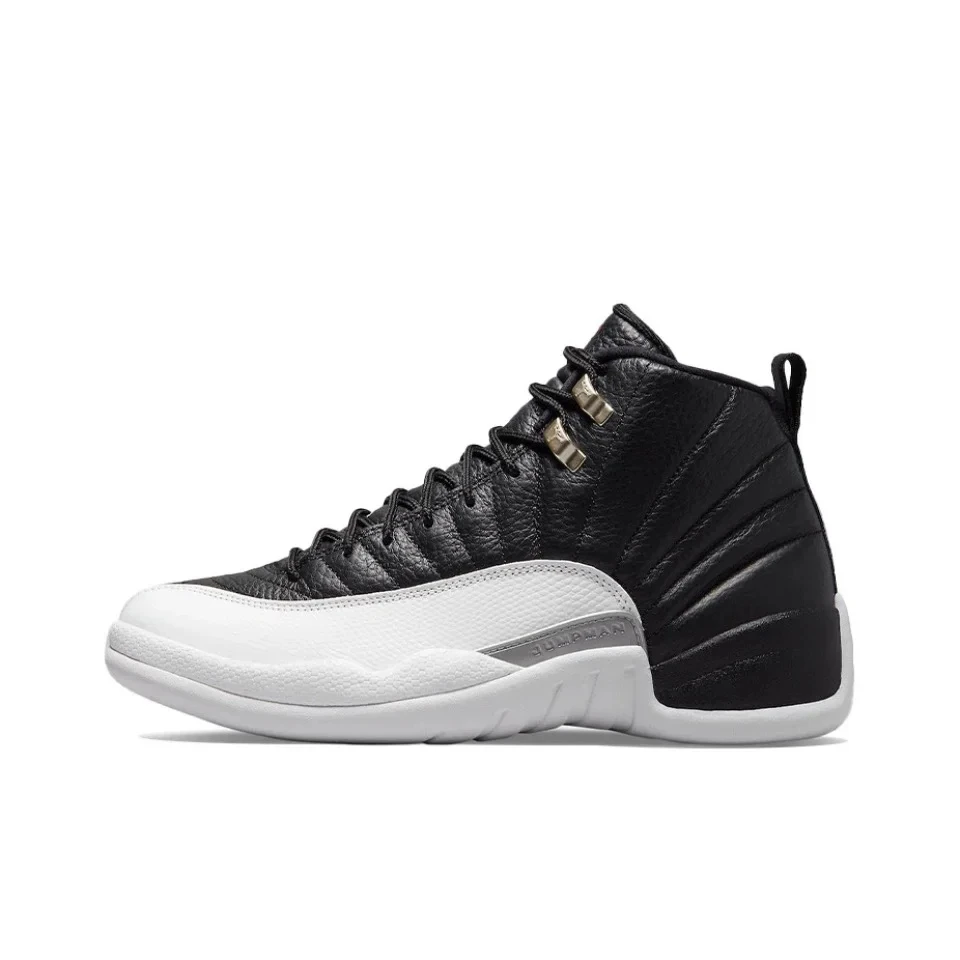 Scarpe da ginnastica da basket classiche retrò Air Jordan 12 per uomo in oro bianco e nero