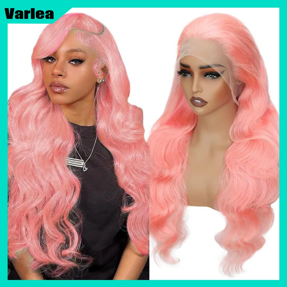 Varlea-peluca rosa de 200% de densidad, peluca con malla Frontal ondulada, 13x6, 13x4, encaje Frontal, cuerpo suelto, pelucas de cabello humano de color brasileño