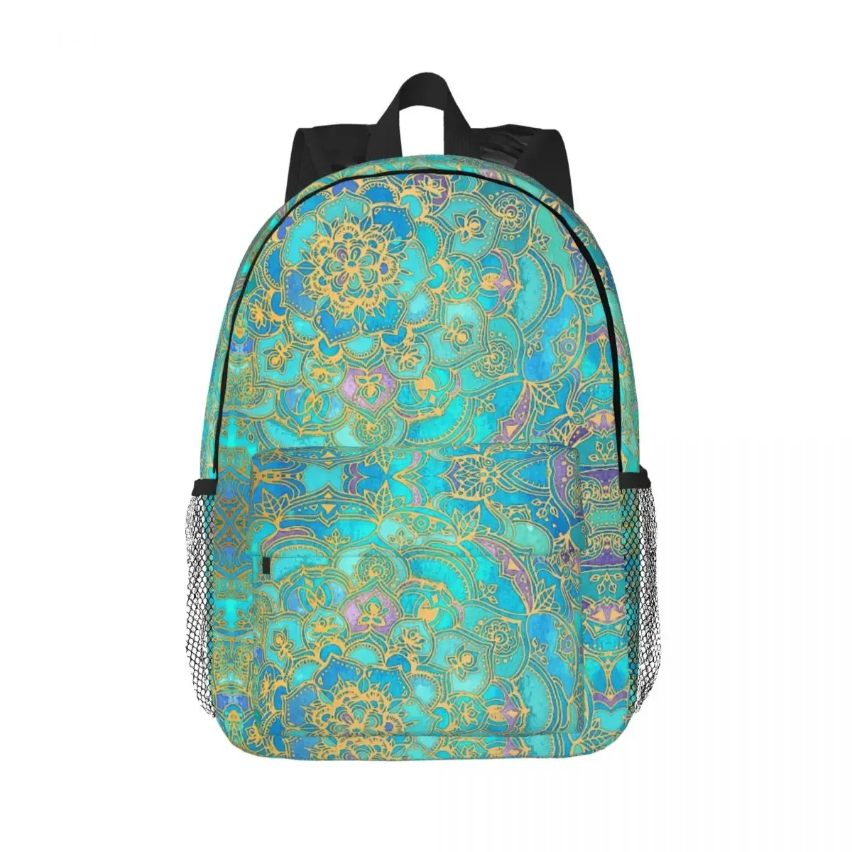 Sapphire & Jade Stained Glass Mandalas Backpacks Boys Girls Bookbag Cartoon Students School Bags Travel Rucksack Shoulder Bag