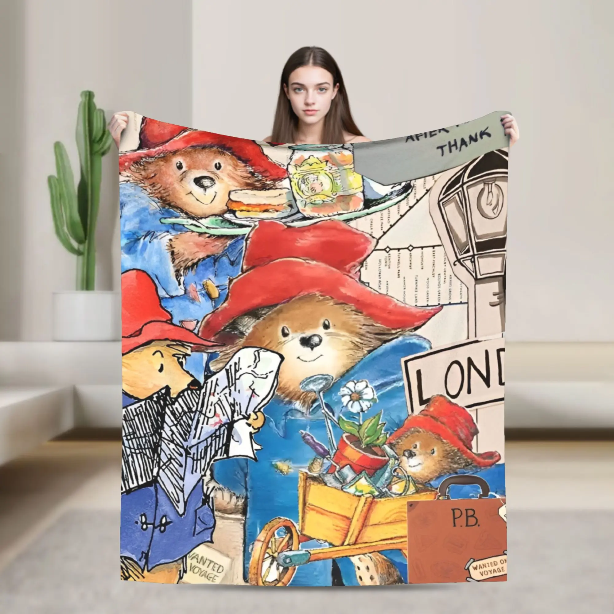 

Paddingtons Brown Bears Throw Blanket for Couch Fuzzy Soft Plush Blanket 50x60 Inch Multi-size Bedspread for All Seasons