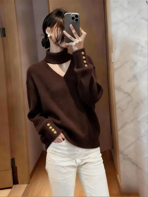 

Шикарный корейский женский вязаный свитер с высоким воротником, мягкая уютная внутренняя одежда, модный базовый слой, осень-зима, новое поступление