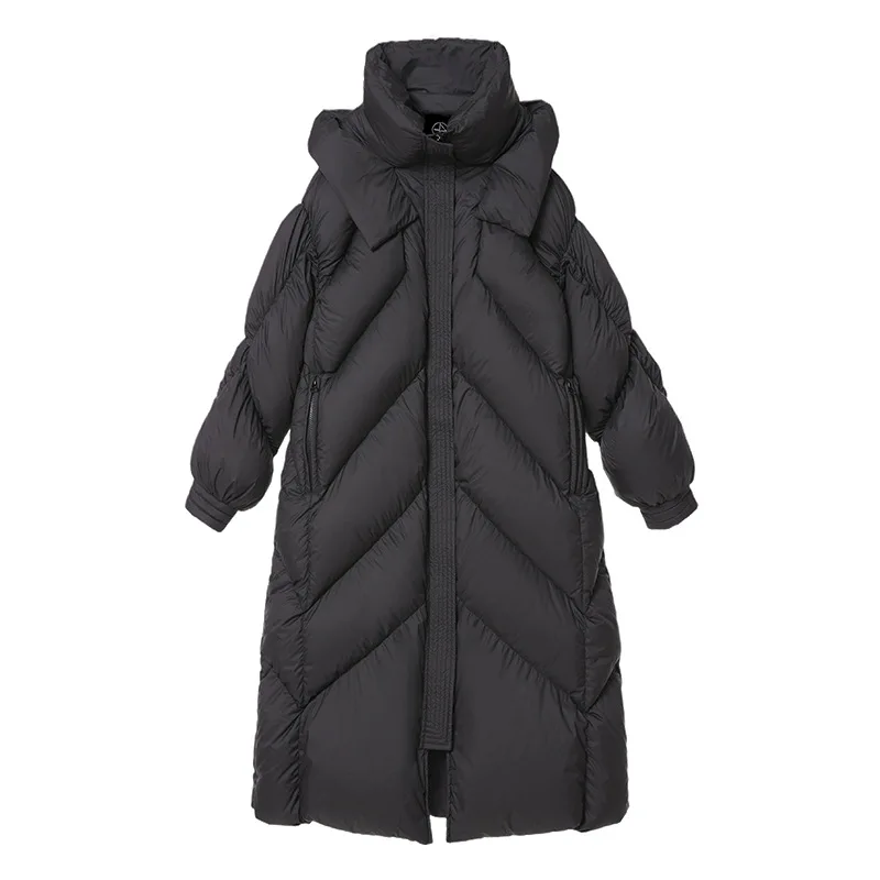 Vêtements pour femmes épais couette ample grande taille 90 blanc canard vers le bas manteau nouveau Design Original femmes longue doudoune hiver 2025