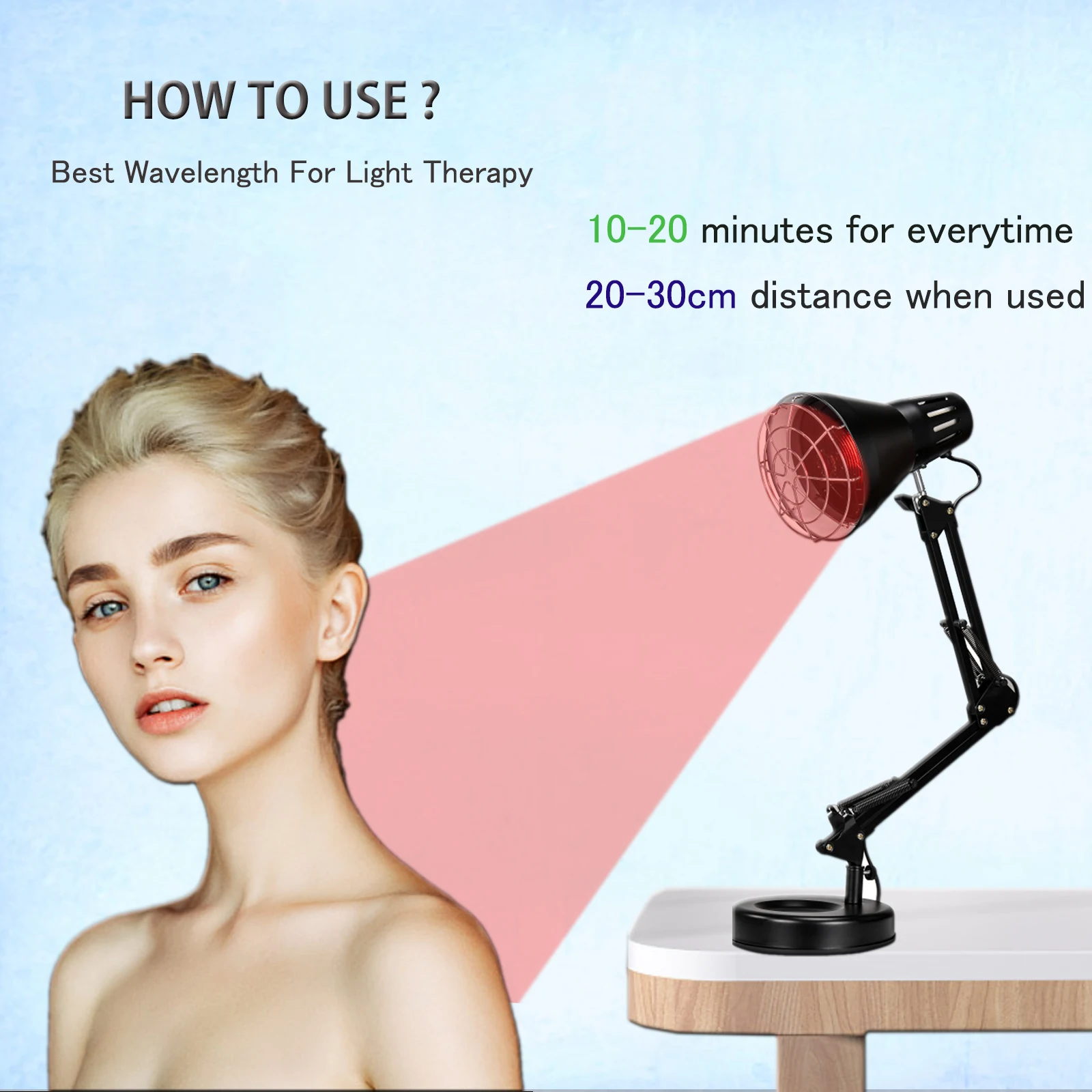 Red Light Therapy Near Infrared Lamp Bulb Device 18 LED for Skin and Body Pain Relief with Flexible Adjustment Bracket 660nm and