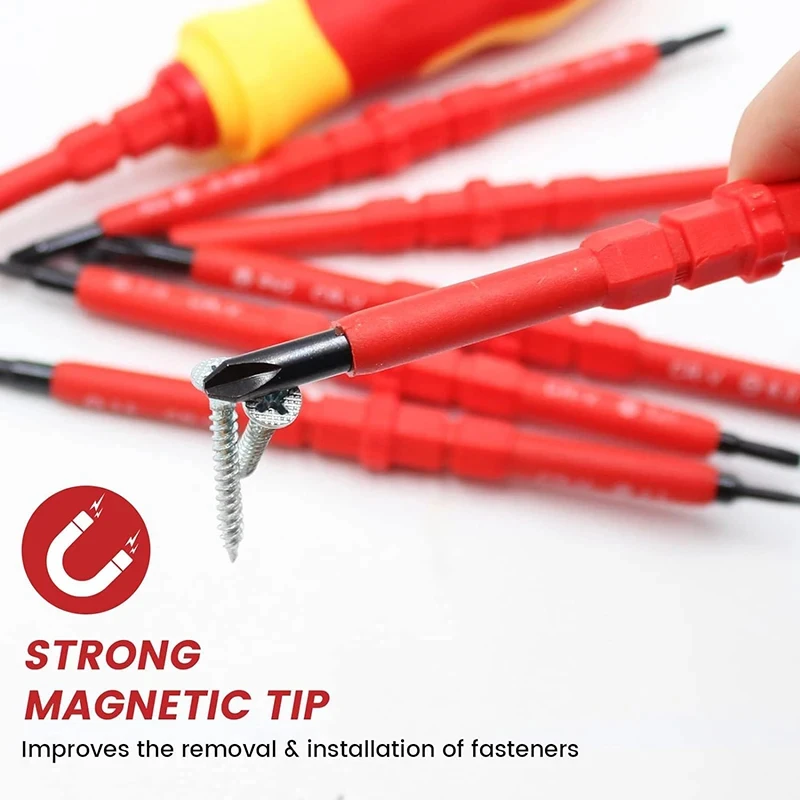 Insulated Screwdriver Set Magnetic SLOTTED Phillips TORX Bits, Electrician Repair Tools High Voltage Resistant 500V Screwdrivers