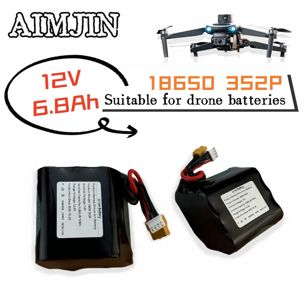 

18650 3S2P 12V 6.8Ah Rechargeable Li-ion Battery Pack For Various RC Airplane Drone Quadrotor XH2.54-4P XT60