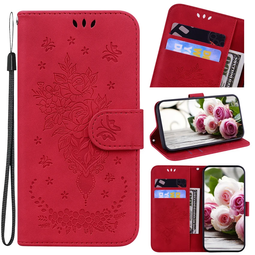 POCO X3 NFC X4 F3 F4 GT M3 M4 Pro 5G Flip Leather Case For Xiaomi Mi 11 11T 12 Lite Pro 12X 5G 10 10T Butterfly Rose Book Cover