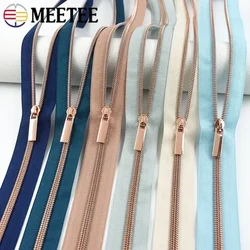 2/5/10M Meetee 5# RoseGold Zipper Tape with Sliders Nylon Zippers for Sewing Bag Garment Decor Zip Repair Kit DIY Accessories