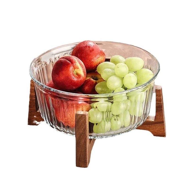 

Glass fruit plate, living room, household tea table, food plate with lid, dried fruit plate, office candy plate, high-end
