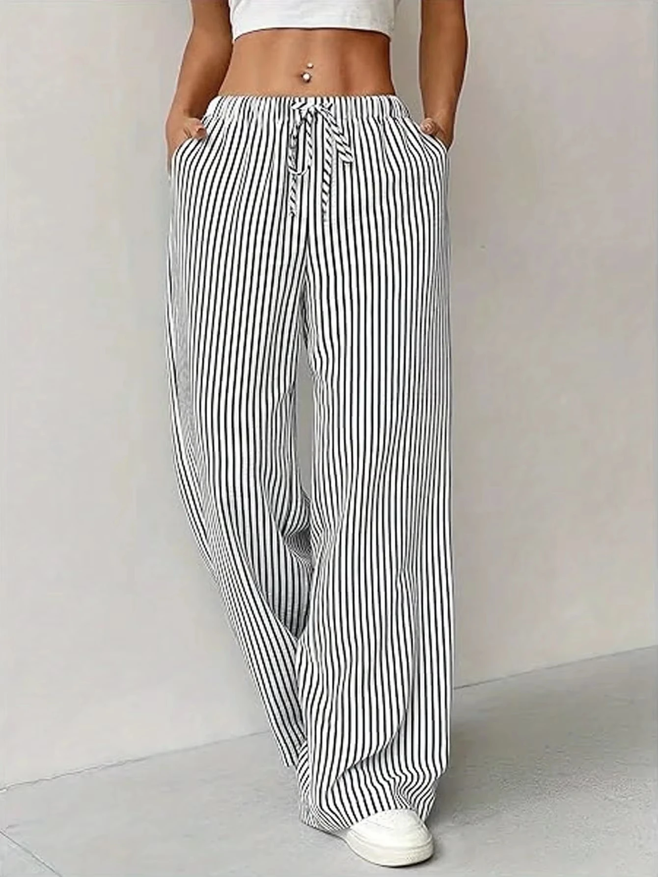 Men's and Women's Casual Wide Leg Pants with Striped Loose Pants, Comfortable and Fashionable Men's and Women's Pants