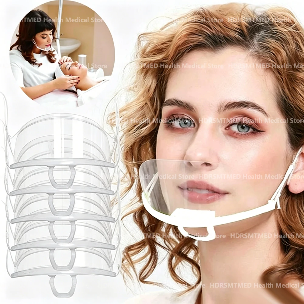 10-100pcs Reusable Transparent Spit Guard Mask Food Hygiene Mouth Shield Sneeze Droplets Protection Face Mask for Cook Chef
