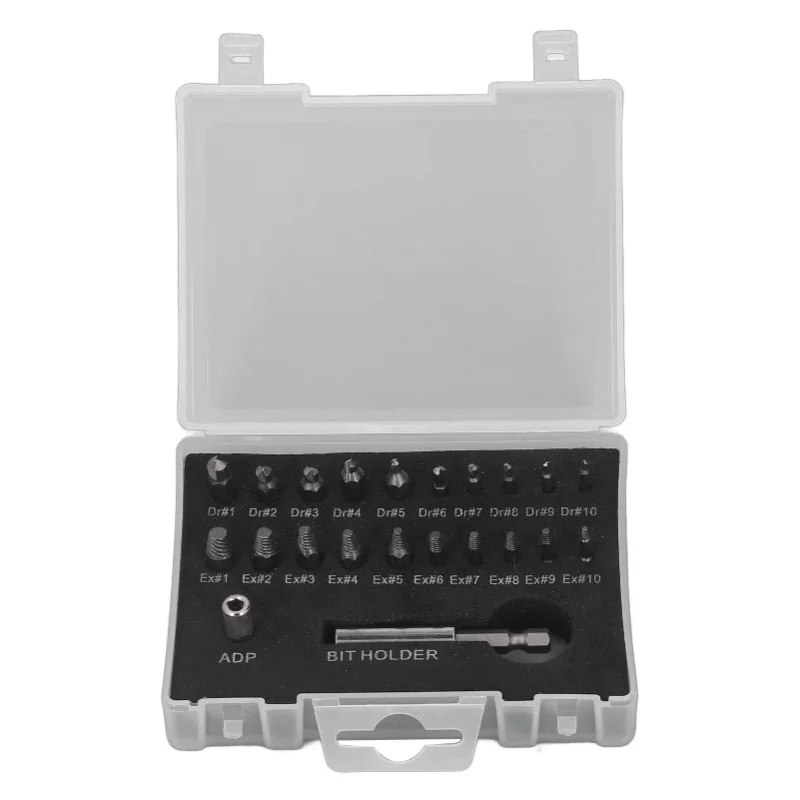 

Screw Extractor Kit High Speed Steel Broken Damaged Bolt Remover Tool With Screwdriver Bits