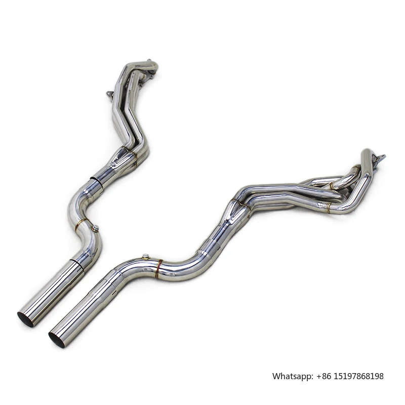 

Auto Free Flow Manifold Header for Ford Mustang 5.0L 2015-2024 Brushed Long Tube Header SUS304 Stainless Steel Exhaust System