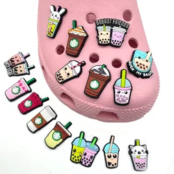 Pearl milk tea Coffee Food Shoe Charms for Clogs Sandals Decoration Shoe Accessories Charms for Friend
