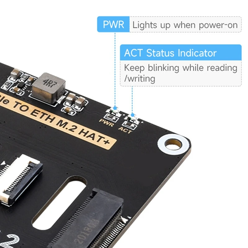 AU61-Pcie To ETH And M.2 Adapter For Raspberry Pi 5, Compatible With 2280/2260/2242/2230 Size Nvme M.2 SSD High-Speed Read