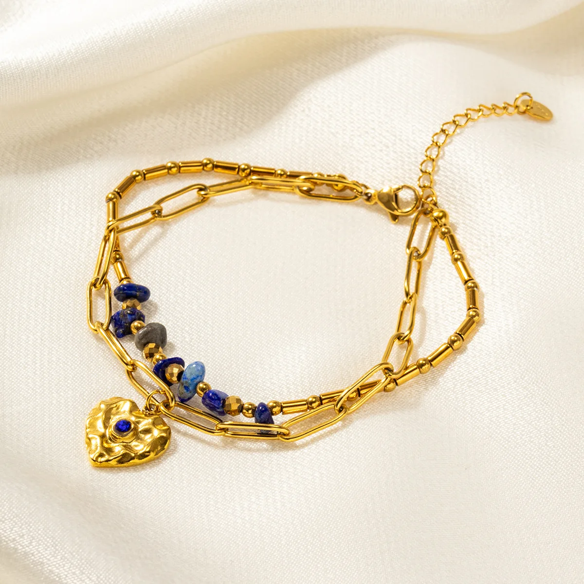 

Bohemian double-layered bead stainless steel bracelet, fashionable and casual, versatile jewelry gift for parties.