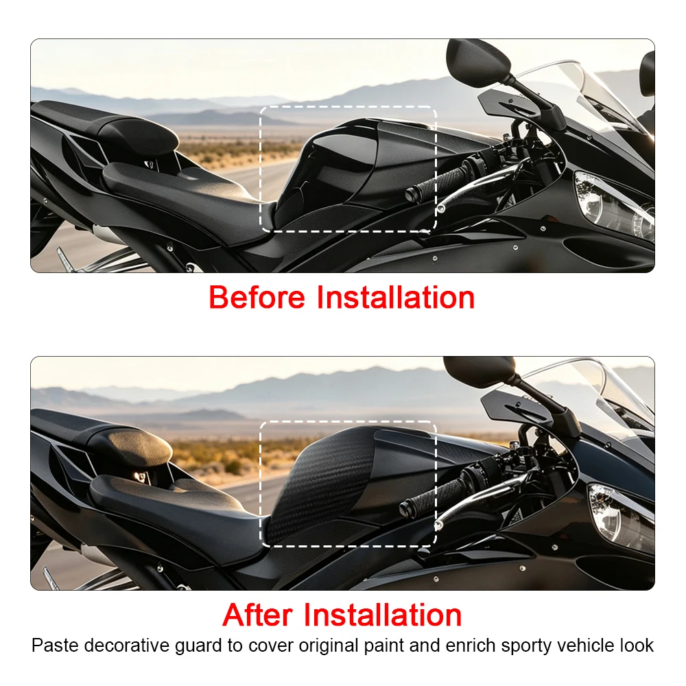 Real Gloss Carbon Fiber Fuel Gas Tank Protector Cover Pad Fit For Yamaha YZF R1 2004 2005 2006 Motorcycle Decor Accessories