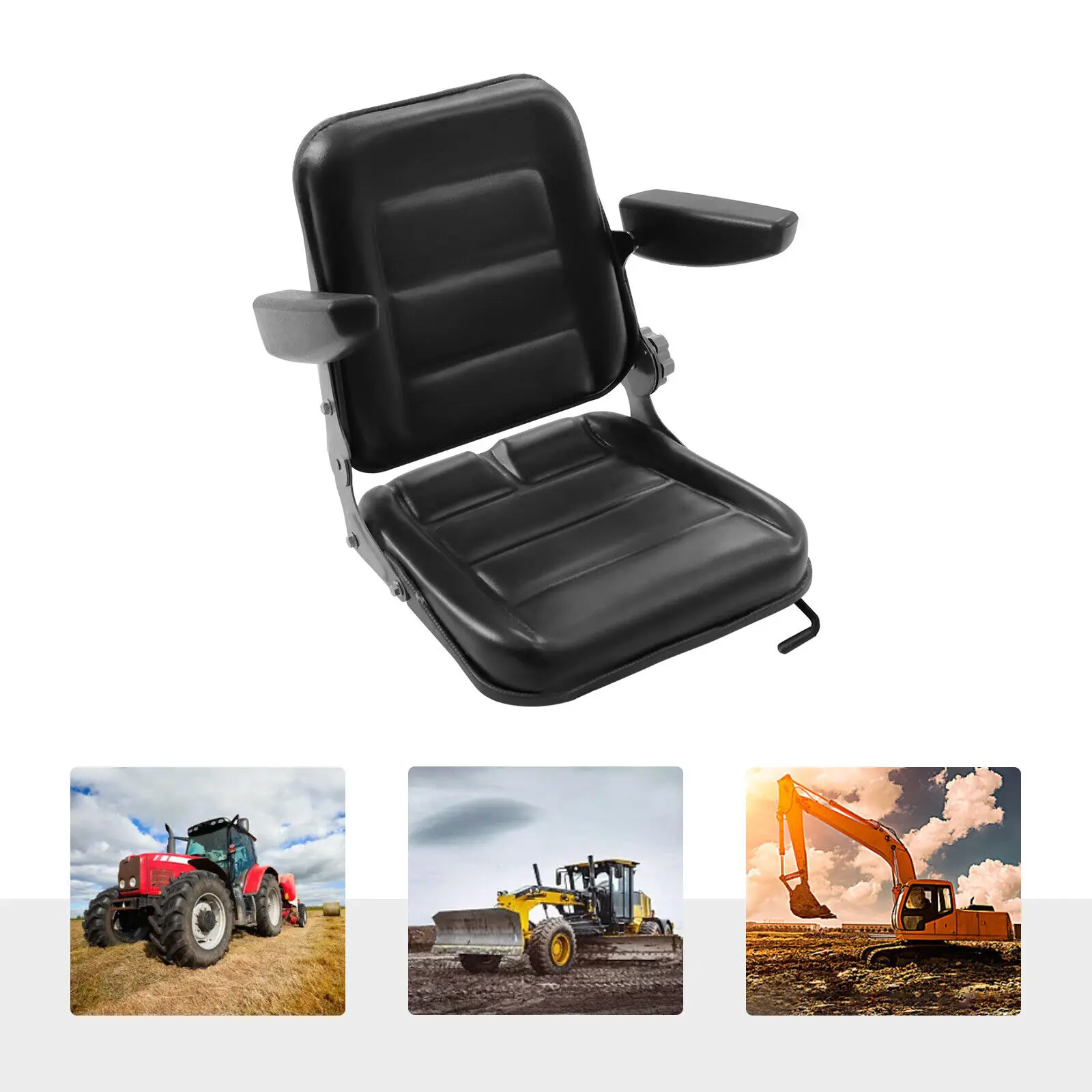 Assento universal para carrinho de grama, trator de jardim, cortador de grama com encosto ajustável