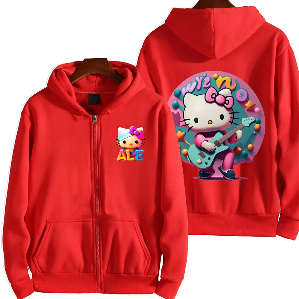 

Kawaii Hello Kitty casual cute print unisex hoodie spring and autumn Sanrio cartoon casual sports street print hoodie