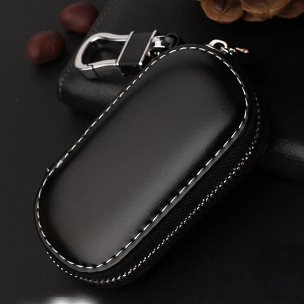 Men Key Holder Housekeeper Leather Car Key Wallets Keys Organizer Women Keychain Covers Zipper Key Case Bag Unisex Pouch Purse