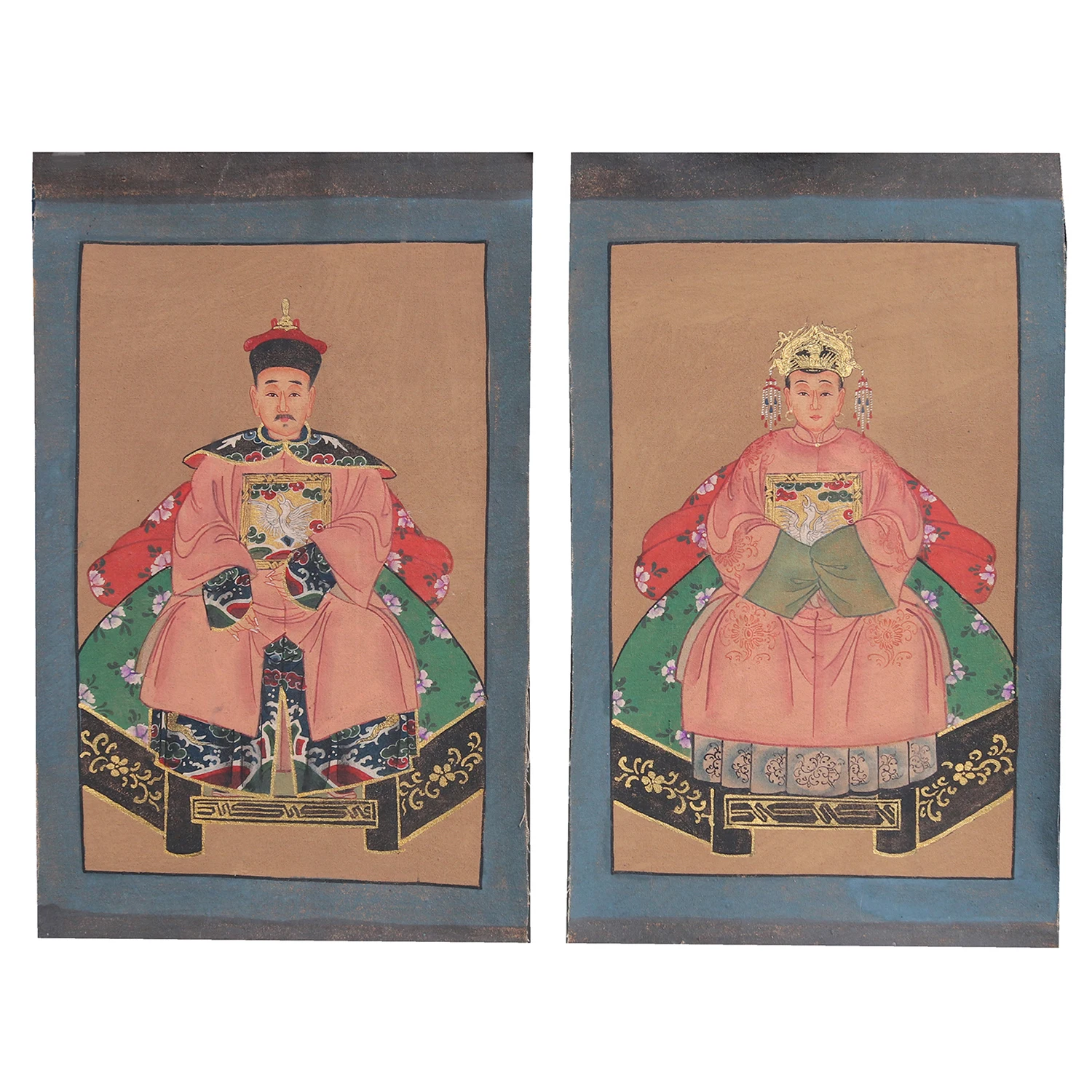 

Hand Painted Portrait Paintings, Set of Ancestor Paintings, Unframed, Wall Decoration