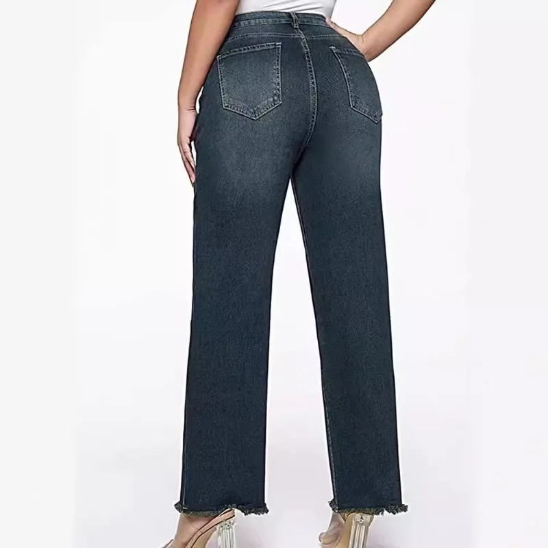 

Новые женские свободные джинсы с кошачьими усами в стиле ретро, каштановые джинсы, одежда y2k, джинсовые брюки для тяжелой промышленности, 9 дюймов, джинсы