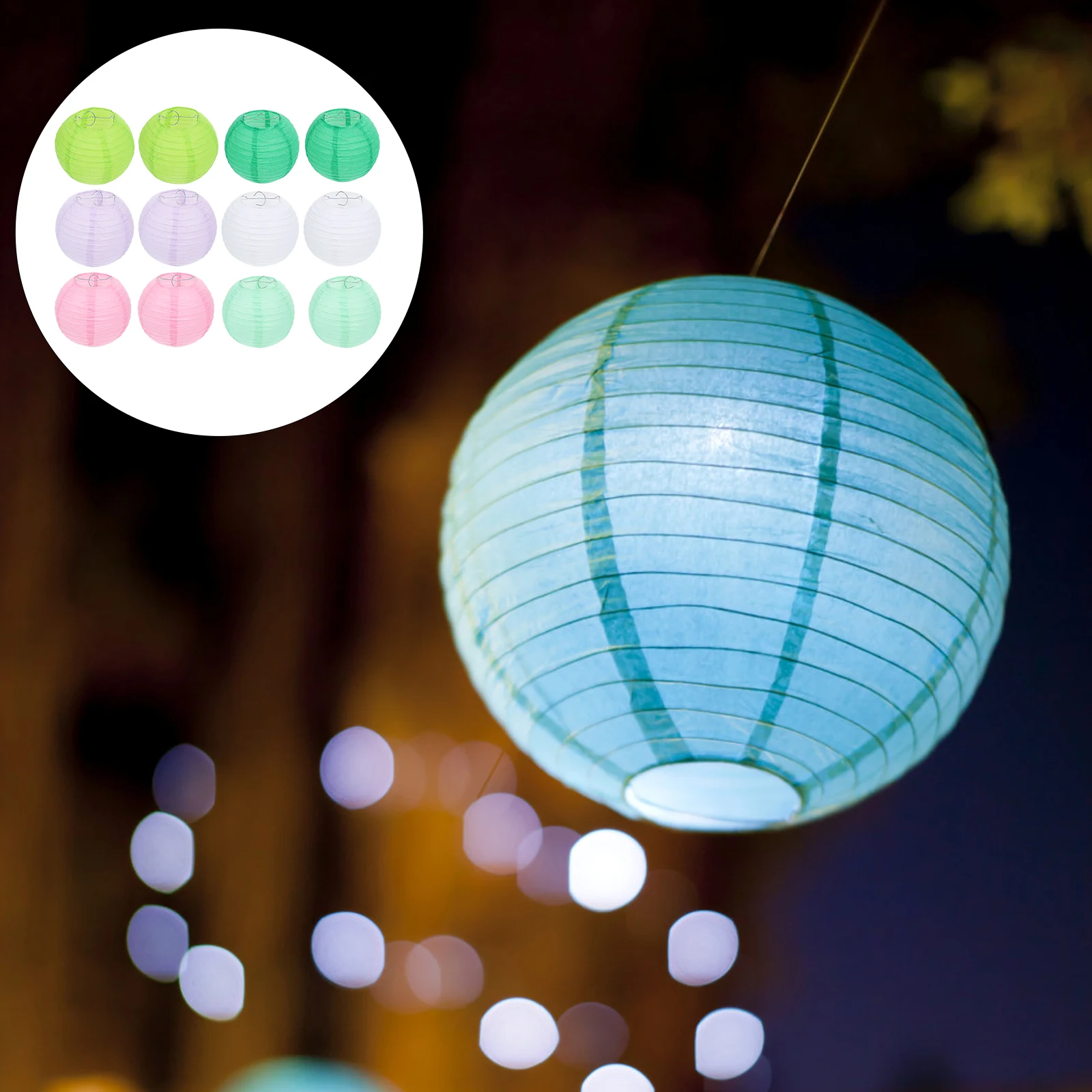 

12 Pcs Foldable Folding Paper Lanterns Christmas Decoration Iridescent Steel Wire Chinese New Year Decorations