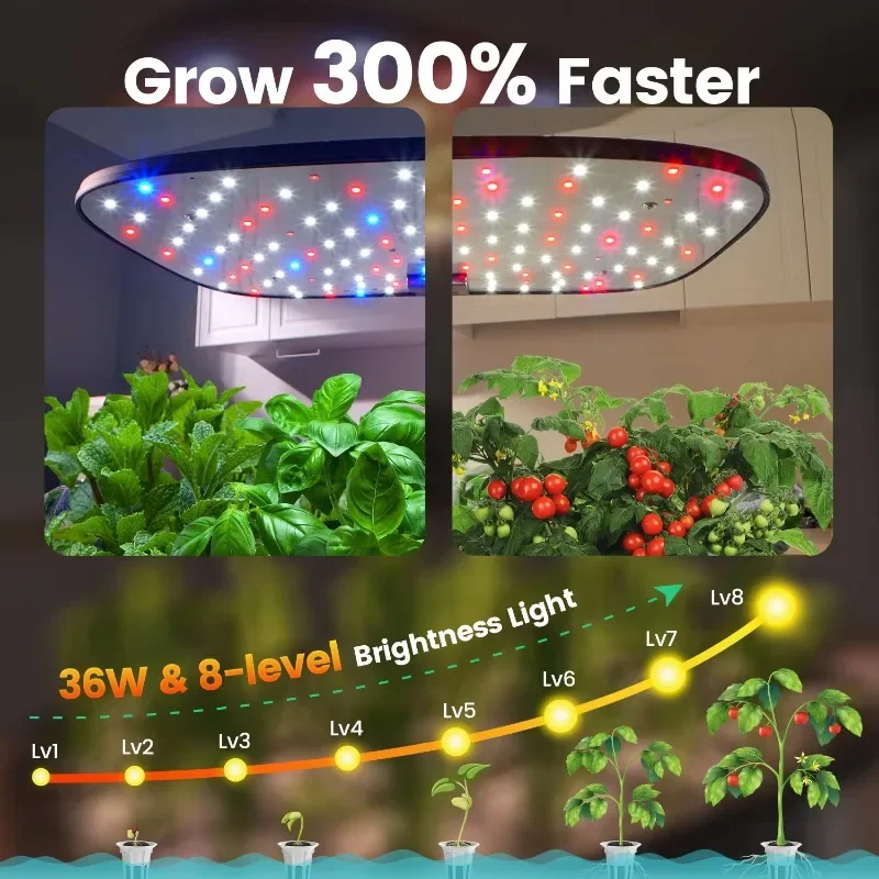 Sistema de cultivo hidropónico automático, 4 en 1, con Control por aplicación