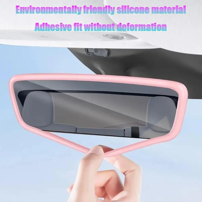 For Tesla Model 3/Y /SRear View Mirror Protector Frame Silicone Rearview Mirror Cover Sleeve For Tesla Model Y/S Decoration Acc