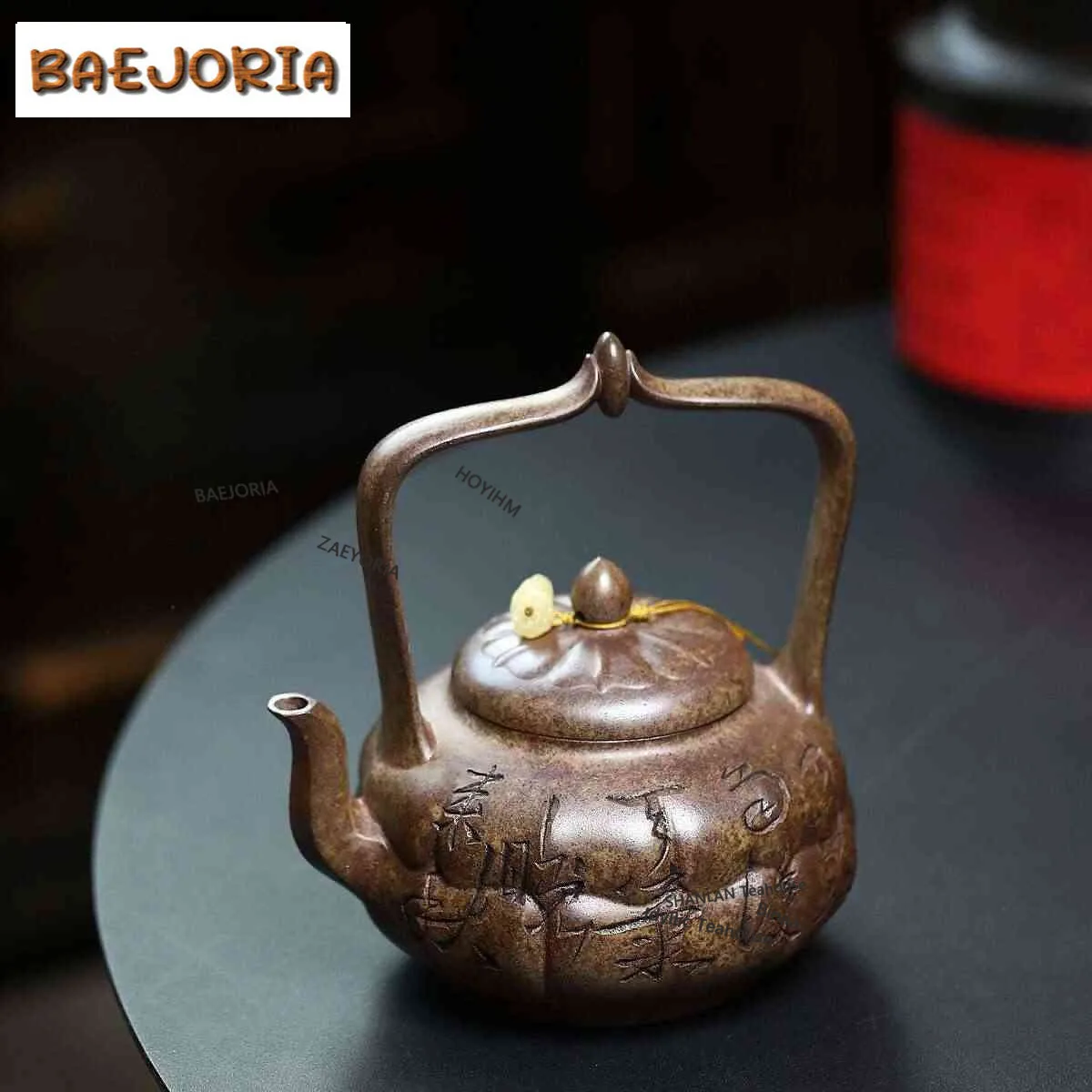 BAEJORIA 420ml Classic Yixing Purple Clay Teapots Handmade Lifting Handle Pot Raw Ore Agilawood Mud Kettle Chinese Zisha Tea Set