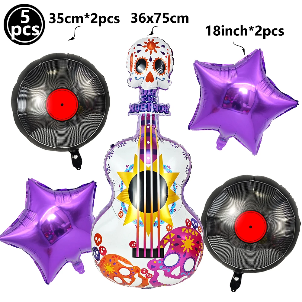 Musik-Party-Luftballons Aufblasbare Gitarren-Schallplatten-Noten-Folienballons Kinder Musik-Konzert-Themen Geburtstagsparty Gitarren-Ballon-Dekoration – Detail 4