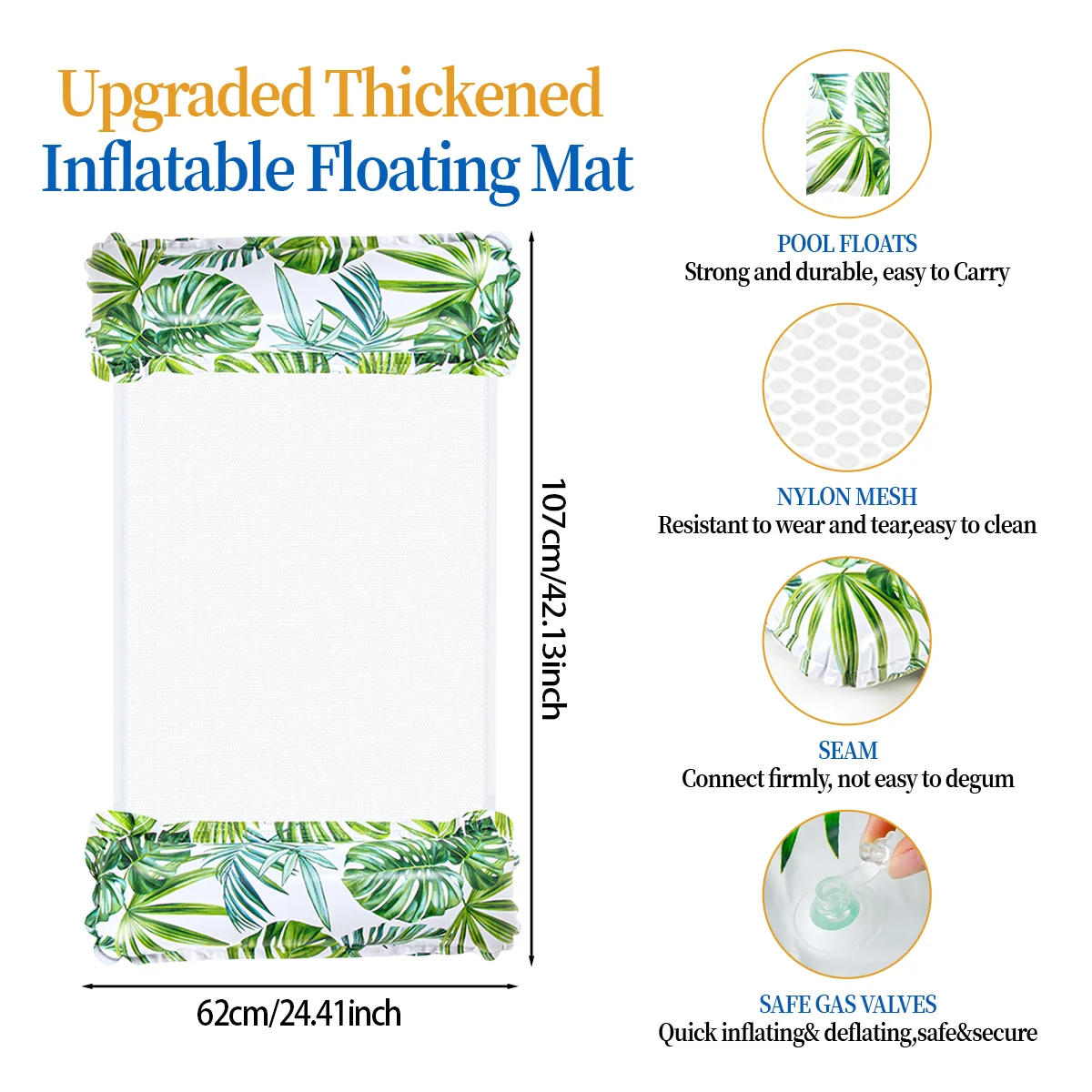 インフレータブルフローティングラフト新しいプールハンモック折りたたみ式新緑の葉ウォータークリップネットラウンジチェアインフレータブルフローティングベッド水泳