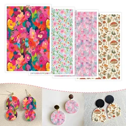 Daisy Flower Foilage Mushroom Polymer Clay Transfer Paper Abstract Pattern Stickers for DIY Jewelry Earrings Printing Paper