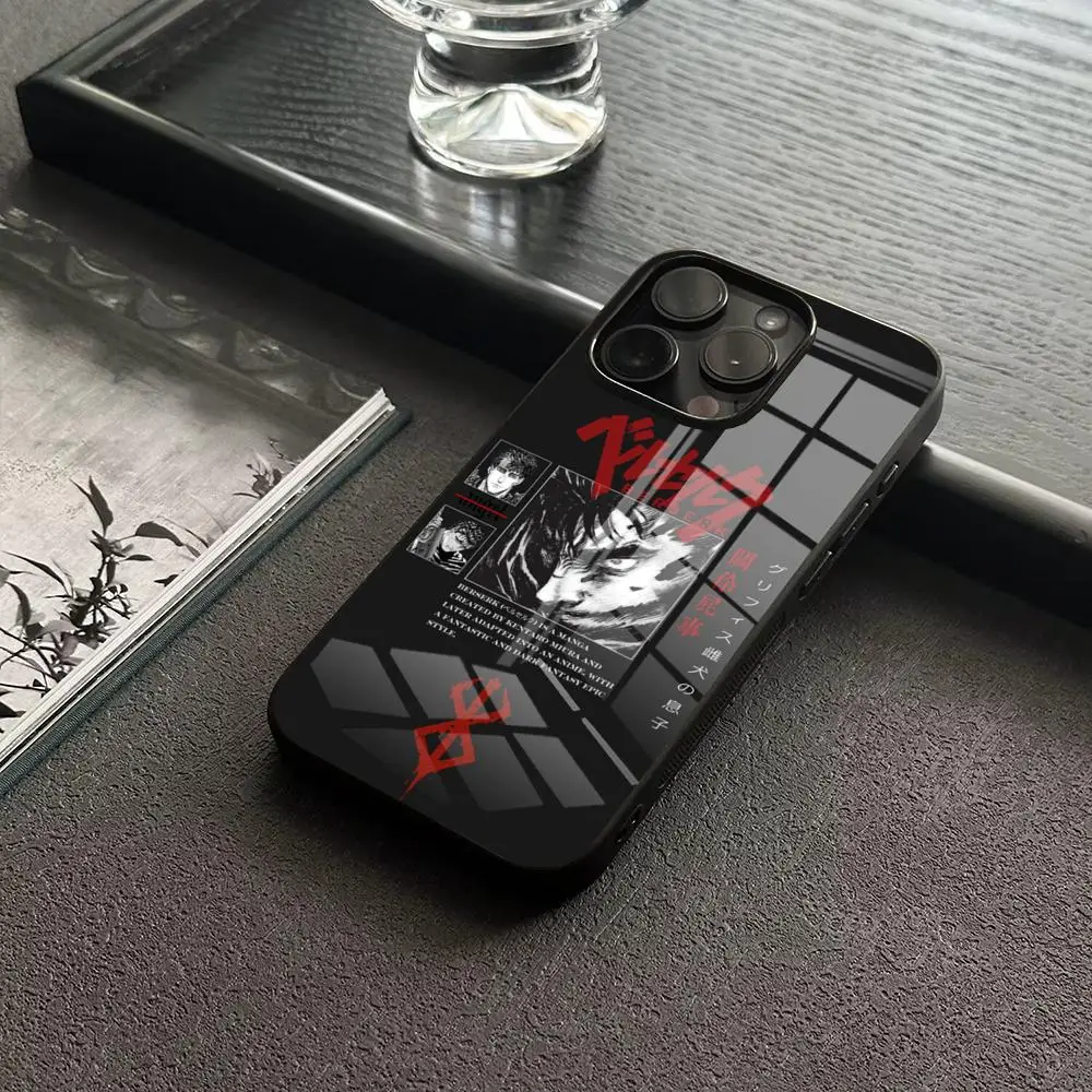 MINISO-Berserk Guts Cool Comic Etui na telefon do IPhone 17 16 14 Pro 15 13 12 Max 11 XR XS 6 Air 7 8 6s X Luxury Glass Cove — zdjęcie produktu 4