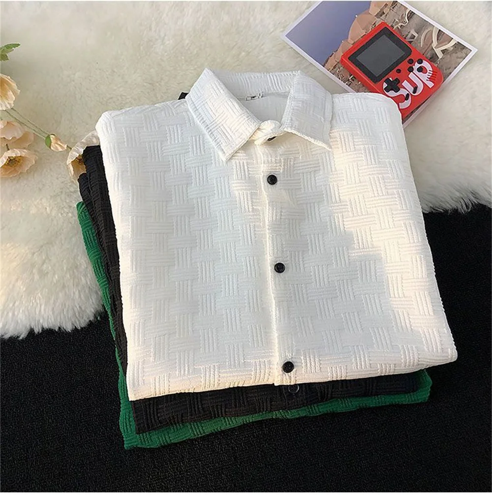 Fifth summer short-sleeved Harbor Day men's clothing Casual fashion brand Thin Waffle sleeve shirt i