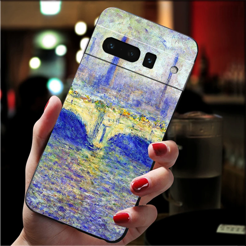 حافظة لهاتف جوجل بيكسل 10 برو XL 9 برو XL 9A 8 7 6 برو بيكسل 8A 7A 6A بكسل 8 7 6 5 كلود مونيه جاردن لوتس بريدج #1