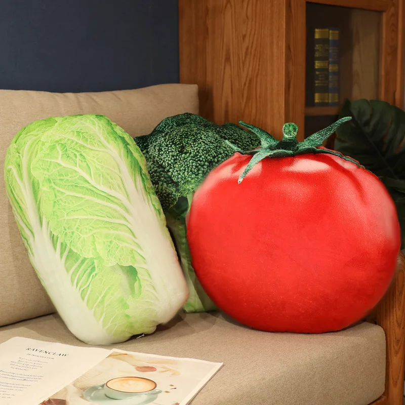 Almohada de peluche de simulación vegetal, juguete de dibujos animados, relleno de comida, planta, repollo, zanahoria, tomate, peluches, cojín suave