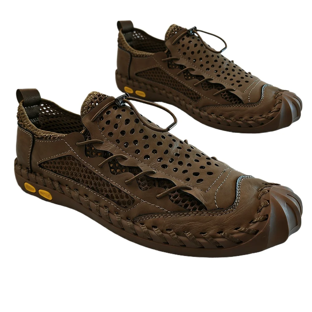 

Men's Breathable Mesh Shoes Lightweight Non-slip Genuine Leather Casual Loafers Walking Comfort Summer Daily Travel D910