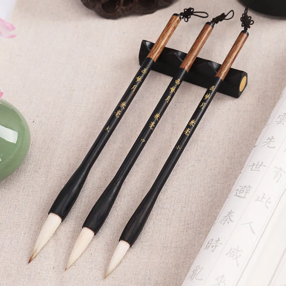 

3 Pcs Brush Set Student Writing Stationary Wooden Pen Practical Chinese Calligraphy Fountain