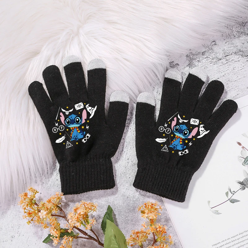 Stich Disney Handschuhe Cartoon Kawaii Druck Finger Handschuhe Winter Warme Handschuhe Kinder Outdoor Radfahren Zubehör Weihnachten Geschenke