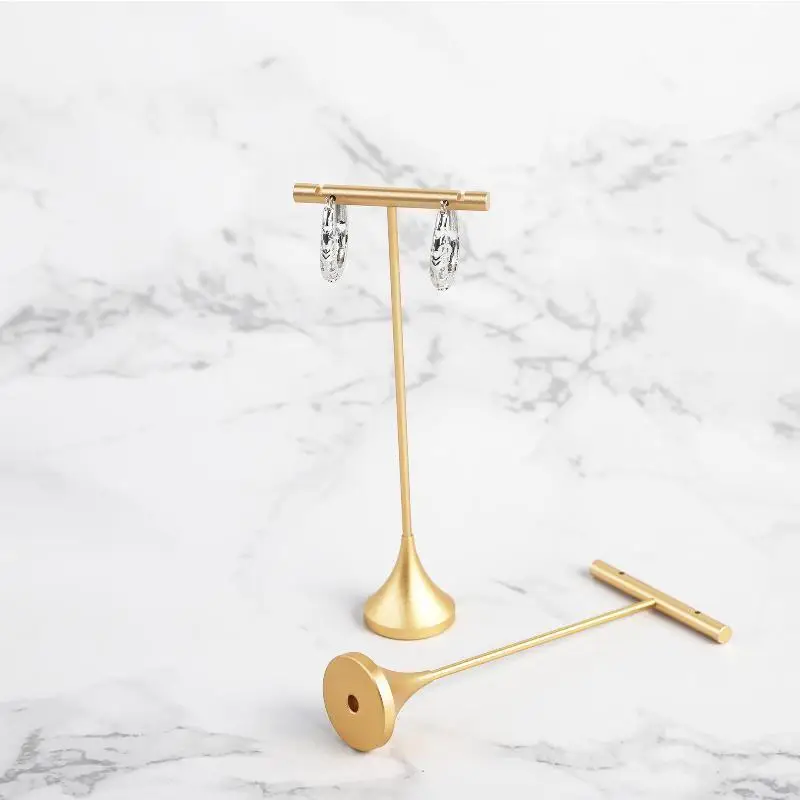 

Aluminum Alloy T-Shape Earring Display Stand Storage Shelf Detachable Dangle Jewelry Ring Organizer Moisture-proof Space Saving
