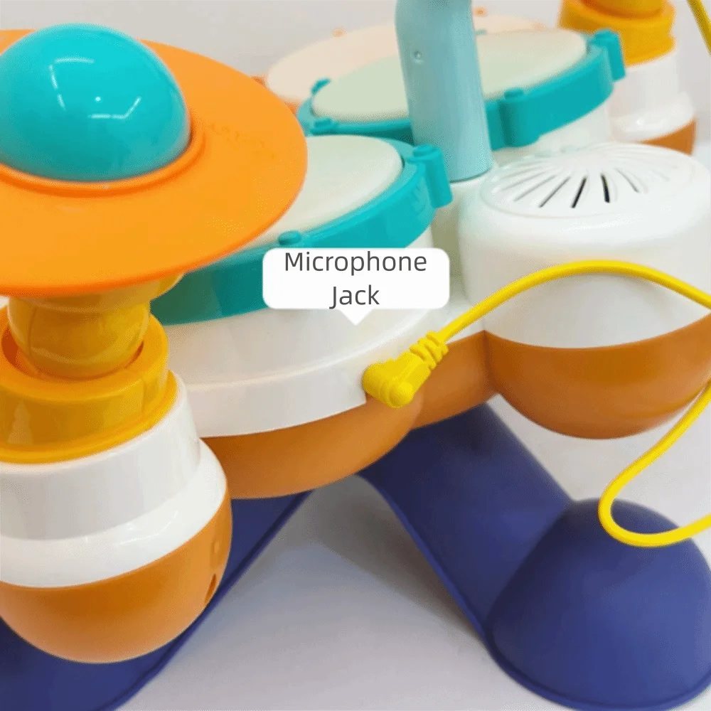BPA Free Drum Set Montessori Learning Multifunctional Drum Set Drum Set With Microphone Early Educational Jazz Drum