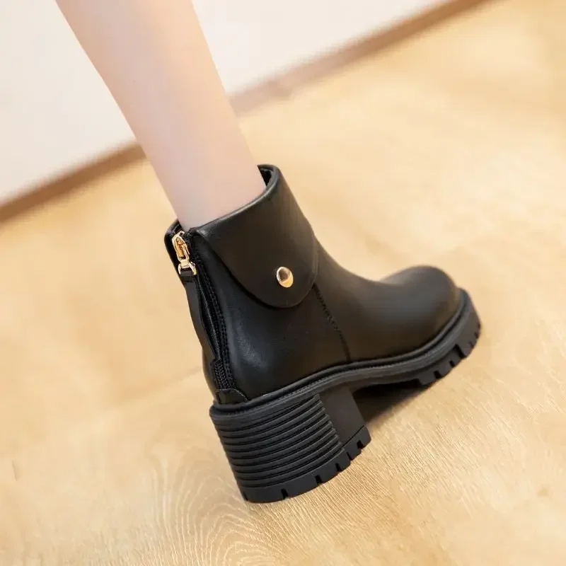 New In Booties Very High Heels Ankle Boots for Women Heeled Autumn Footwear Pu Y2k On Promotion Hot Trend 2024 Woman Short Shoes