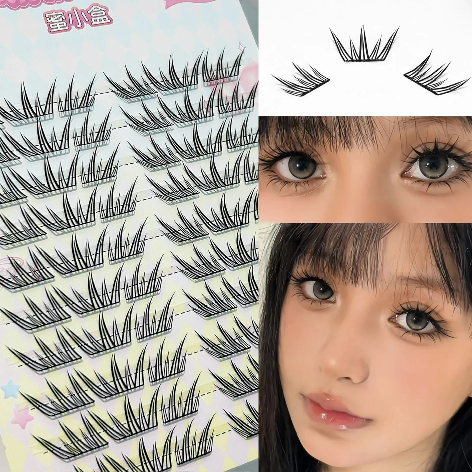 Cat eye's False Eyelash extenstions winged fanning Natural soft Fox-style individual Cluster eyelashes for Daily Makeup lashes