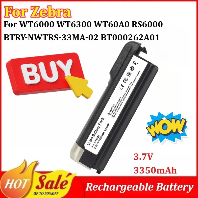 

For Zebra3.7V 3350mAh WT6000 WT6300 WT60A0 RS6000 BTRY-NWTRS-33MA-02 BT000262A01 Barcode Scanning Collector Replacement Battery