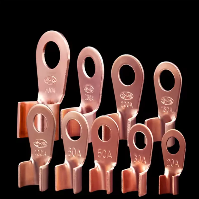 10/50PCS Copper OT Terminal Non-Insulated Wire Connector Bare Electrical Cable Terminals Lug Battery Ring Crimp Terminal 20-50A