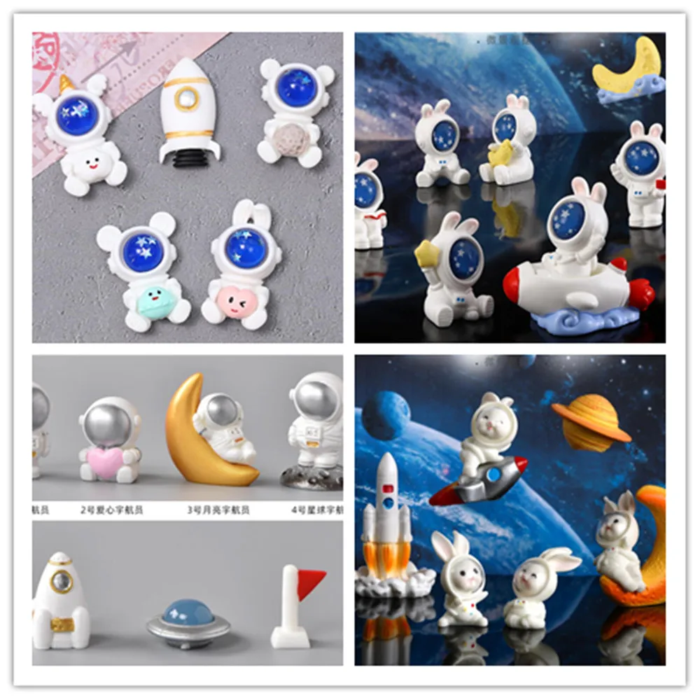 100pcs Kawaii Cartoon Astronauts Space Shuttle Resin FlatBack Scrapbooking Crafts DIY Jewelry Making Accessories