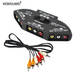 Audio Video AV RCA Splitter Switch Selector Box Splitter with 3-Way 3 RCA Cable for STB TV DVD Player for XBOX PS2