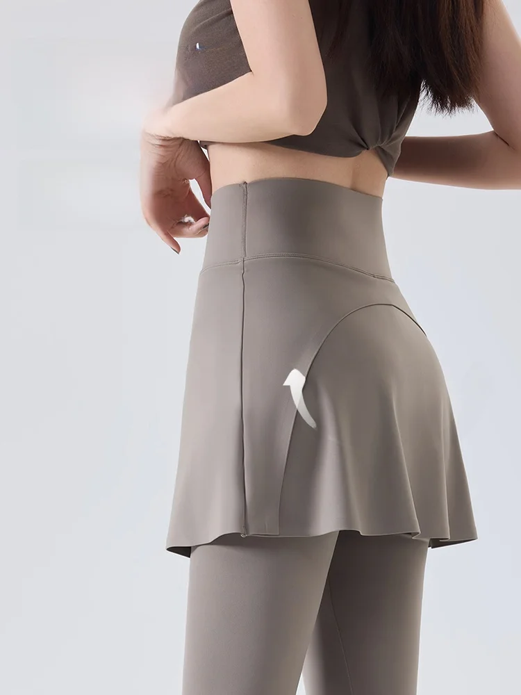 Damskie spodnie sportowe do jogi z wysokim stanem, spódnico-spodnie, modelujące sylwetkę, do biegania, fitness, bielizna, codzienne długie spodnie