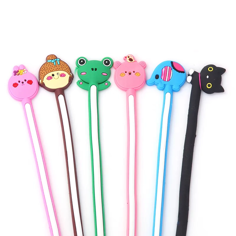 6pcs Korean fashion lovely Cute Cartoon Cable Long wire Winder Earbud Silicone Cable Cord Holder Cable Organizer